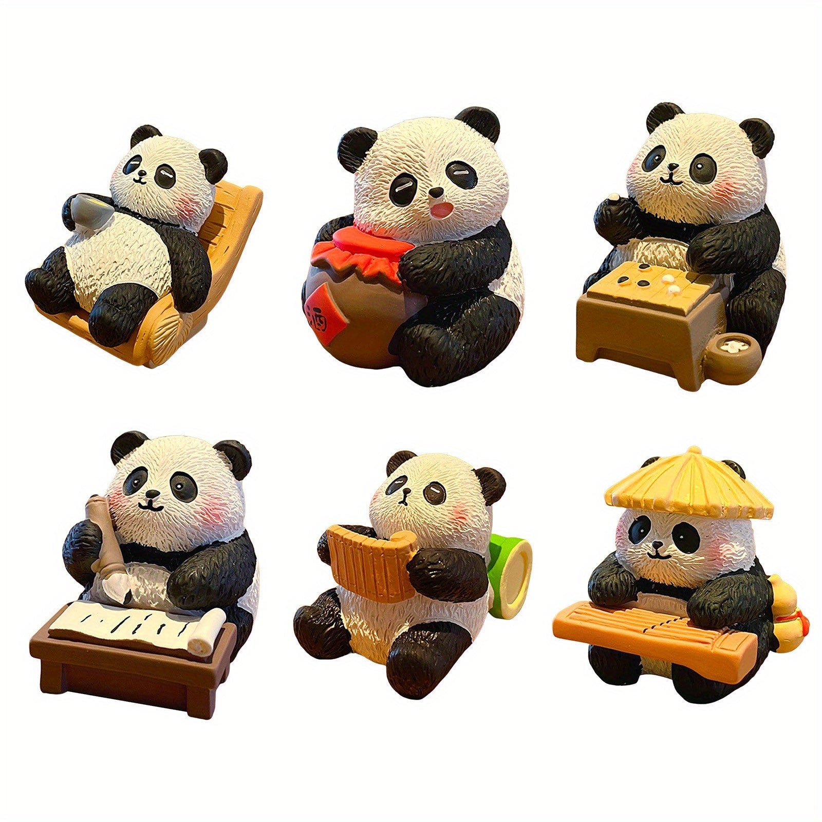 Statue de Panda Piano, échecs, calligraphie et peinture