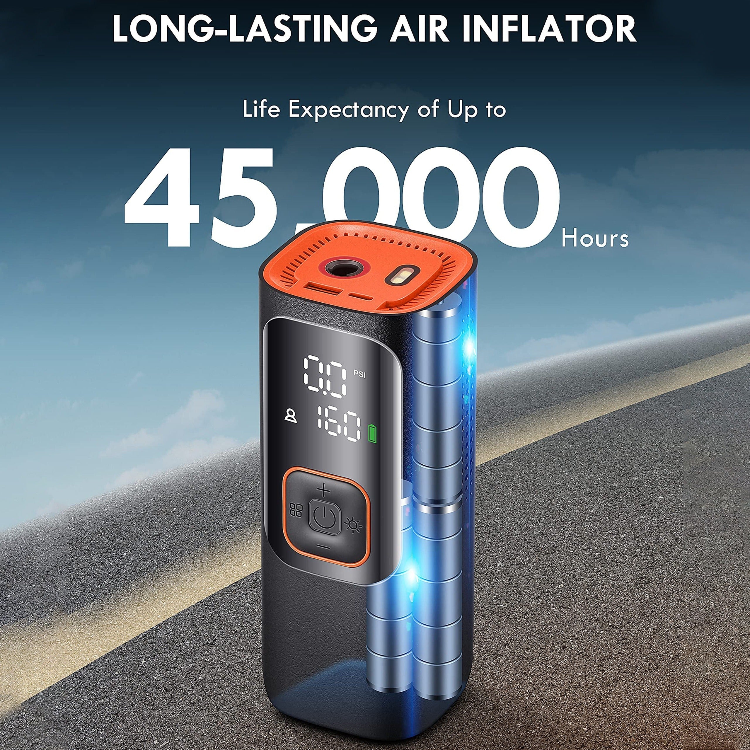 Compresseur d'air portable pour pneus - Puissant 160 PSI et 2 fois plus rapide, affichage LCD précis de la pression, fonctionnement facile sans fil - Pompe à air portable