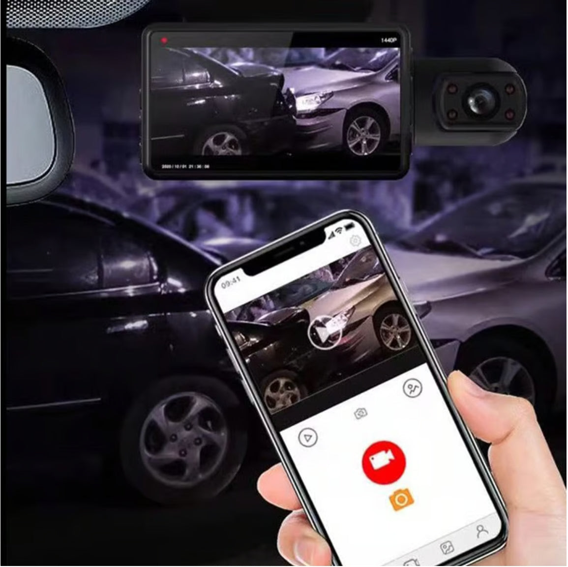 🔥Enregistreur de conduite Wi-Fi HD 3 canaux
