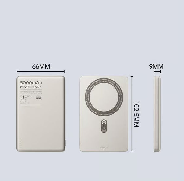 Batterie externe magnétique sans fil ultra-fine, charge rapide bidirectionnelle, alimentation mobile