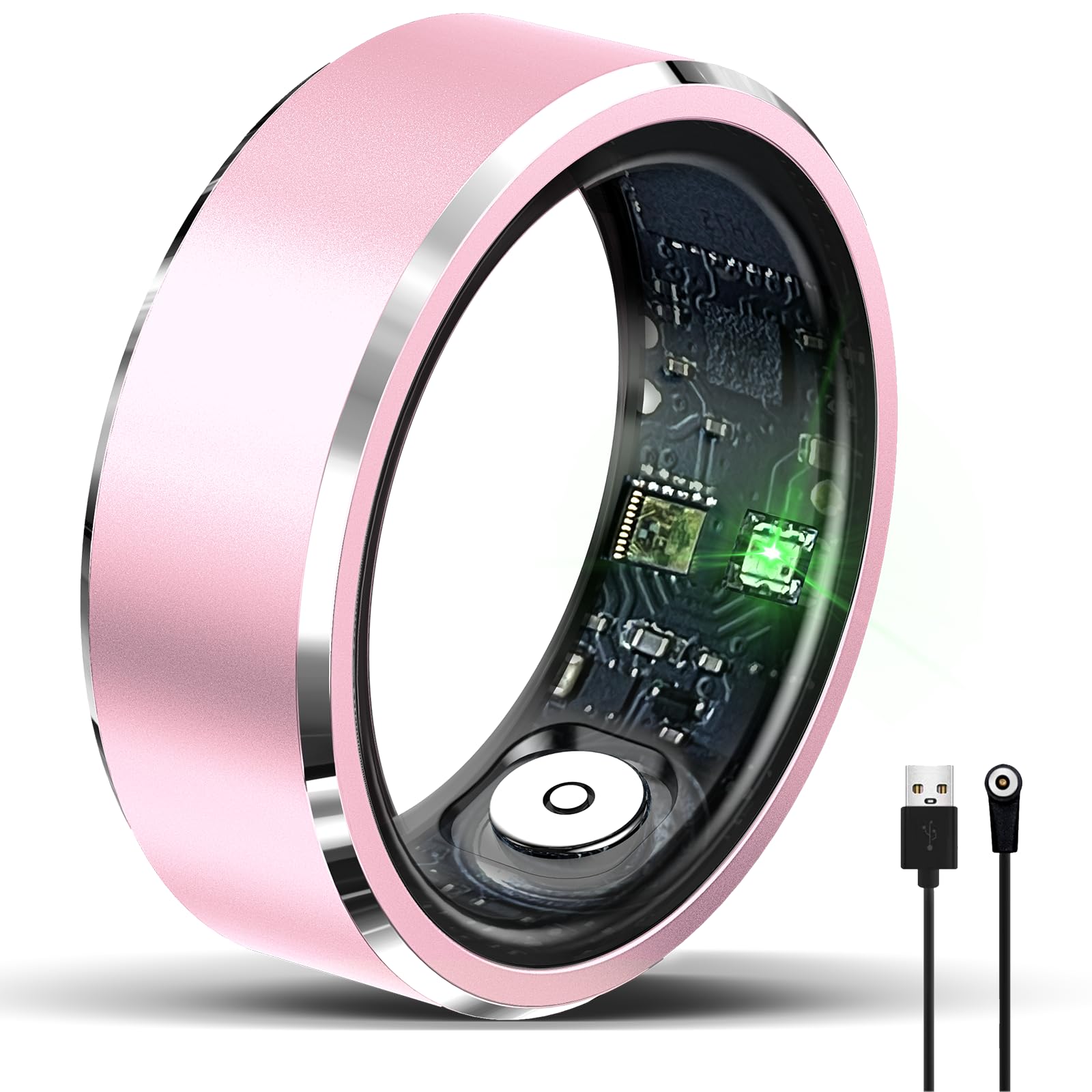 Bague connectée HitTopss, suivi de la condition physique avec suivi des calories, de la fréquence cardiaque, de l'oxygène dans le sang et du sommeil, étanchéité IP68, sans abonnement à l'application