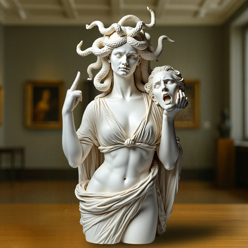 Statue de sorcière au doigt d'honneur