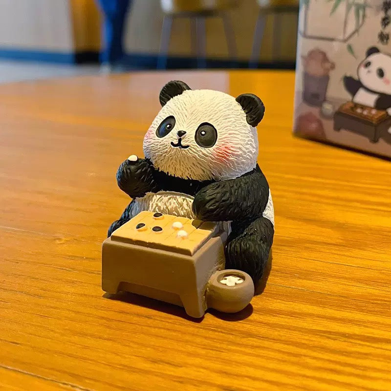 Statue de Panda Piano, échecs, calligraphie et peinture