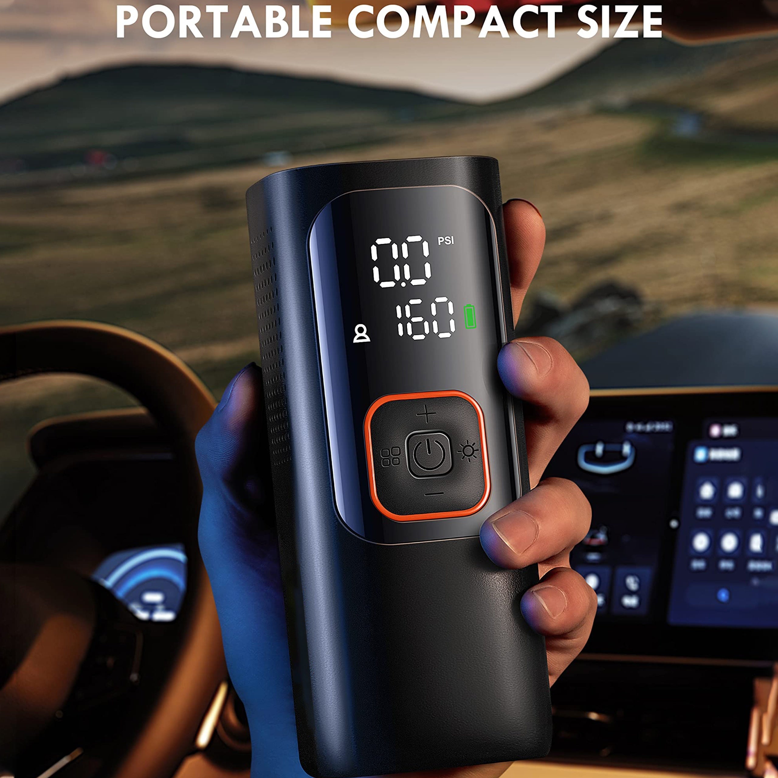Compresseur d'air portable pour pneus - Puissant 160 PSI et 2 fois plus rapide, affichage LCD précis de la pression, fonctionnement facile sans fil - Pompe à air portable 