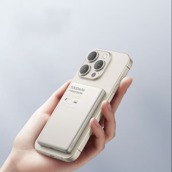 Batterie externe magnétique sans fil ultra-fine, charge rapide bidirectionnelle, alimentation mobile 