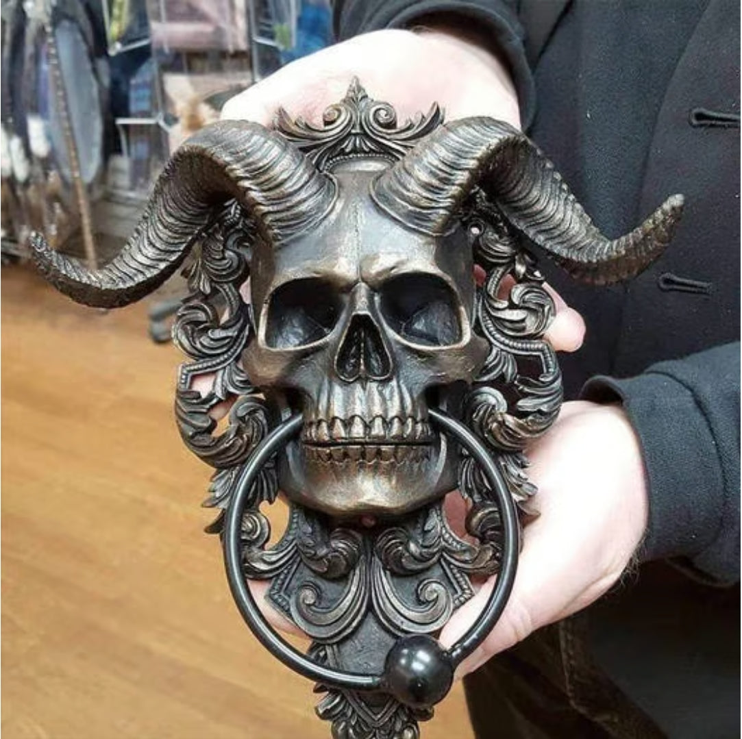 ☠️😈Baphomet Gehörnter Gott Totenkopf Hängender Türklopfer 