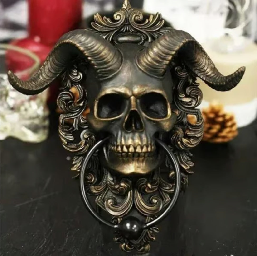 ☠️😈Baphomet Gehörnter Gott Totenkopf Hängender Türklopfer 