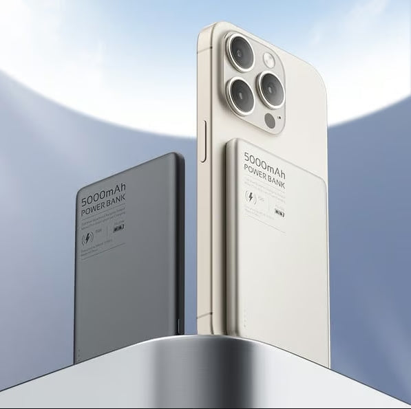 Batterie externe magnétique sans fil ultra-fine, charge rapide bidirectionnelle, alimentation mobile 