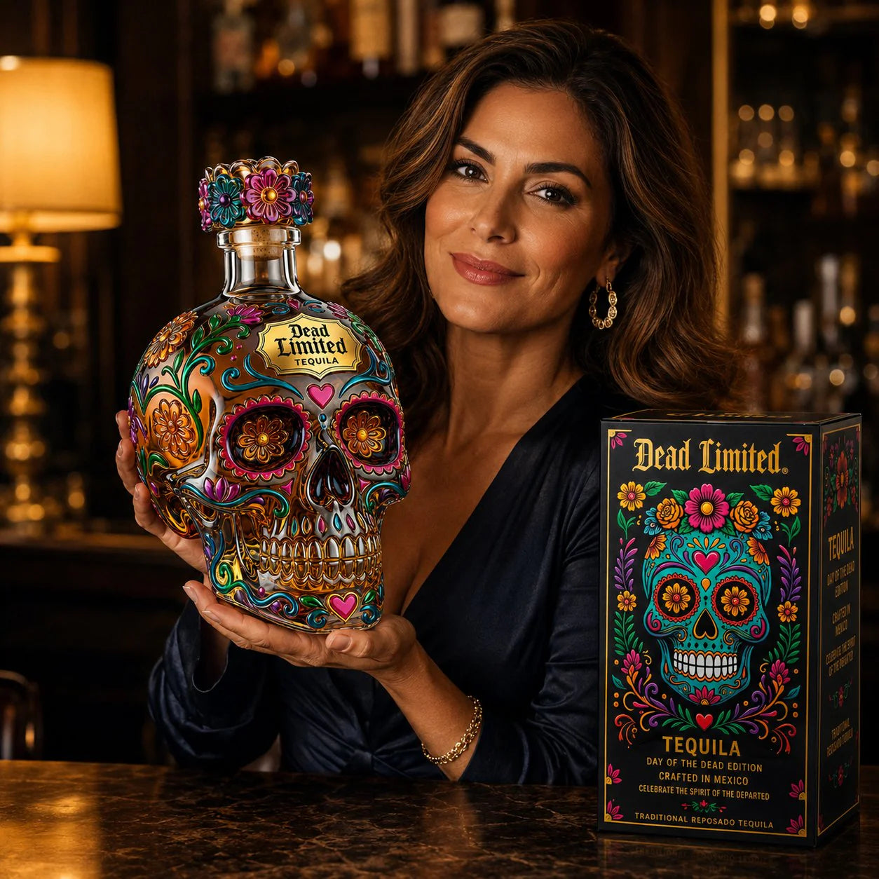 🎁🍷Limited Edition Day of the Dead Skull Tequila Bottle – Colorful Collector’s Gift Box🎁