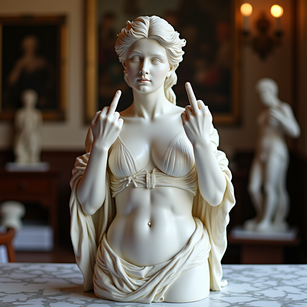 Statue de sorcière au doigt d'honneur 