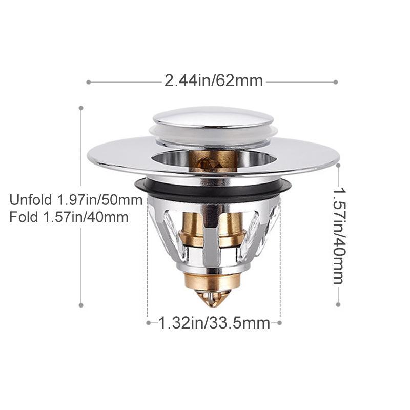 Filtre de vidange escamotable universel en acier inoxydable 