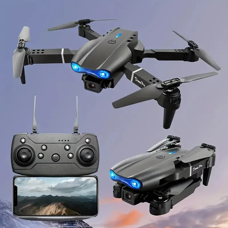 Drone pliable E99 avec caméra 4K, quadricoptère à chargement USB et double caméra 